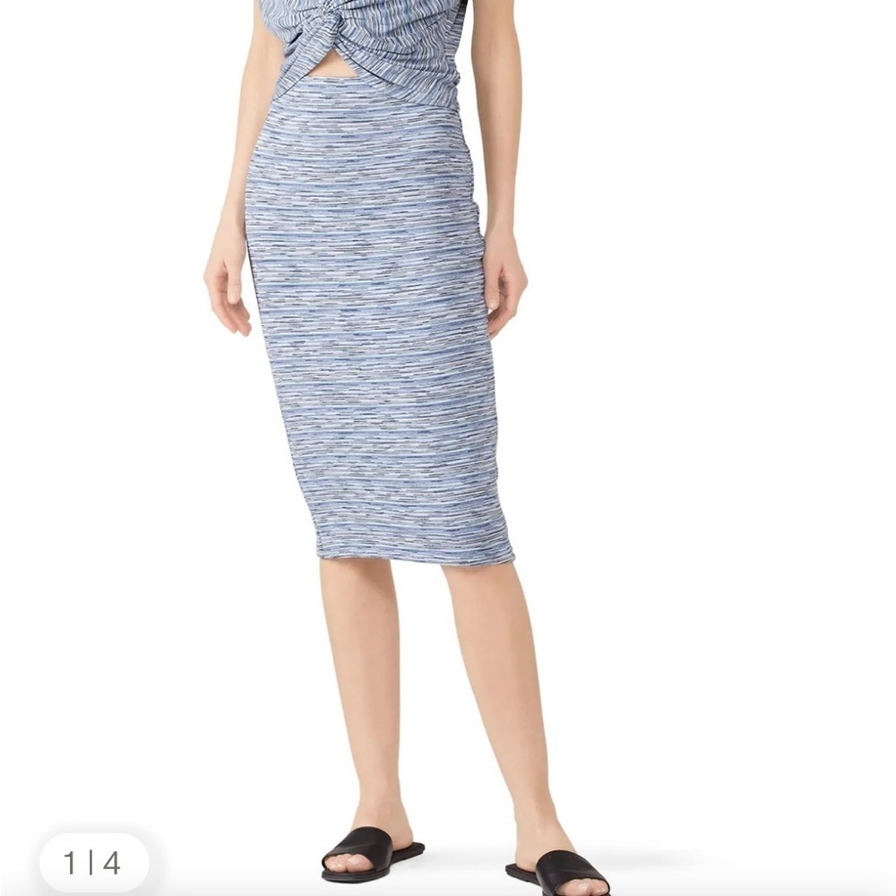 Fifteen Twenty size L blue striped MIDI skirt